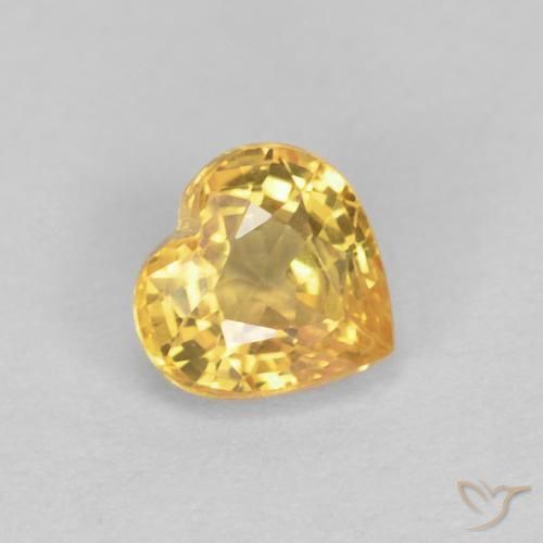 0.48 ct Golden Sapphire Stone, Natural Sapphire in Heart Facet Shape for Sale