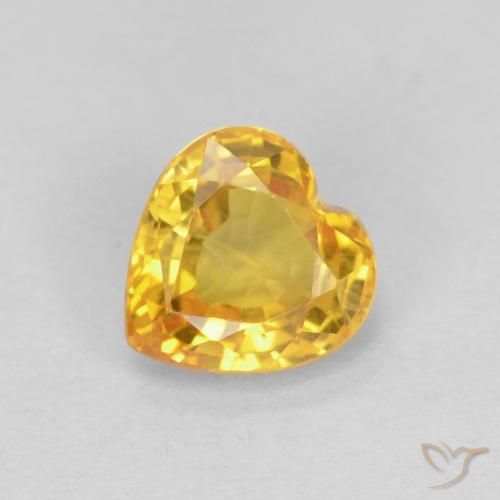 0.49 ct Yellow Sapphire, 4.7 x 4.6 mm Heart Cut From Tanzania, Photo A