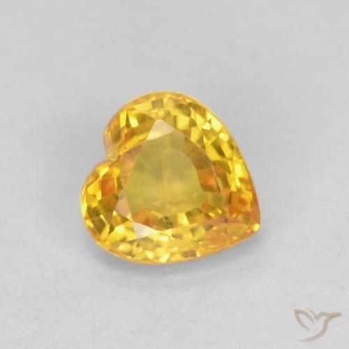 0.49 ct Golden Sapphire Stone, Natural Sapphire in Heart Facet Shape for Sale