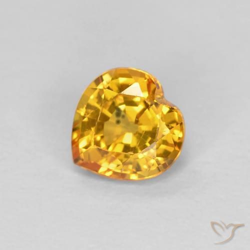 0.44 ct Golden Sapphire Stone, Natural Sapphire in Heart Facet Shape for Sale