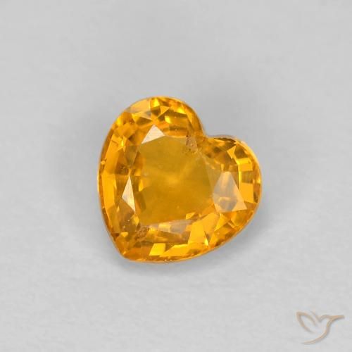 0.45ct Natural Medium Orange Sapphire, Heart, VS