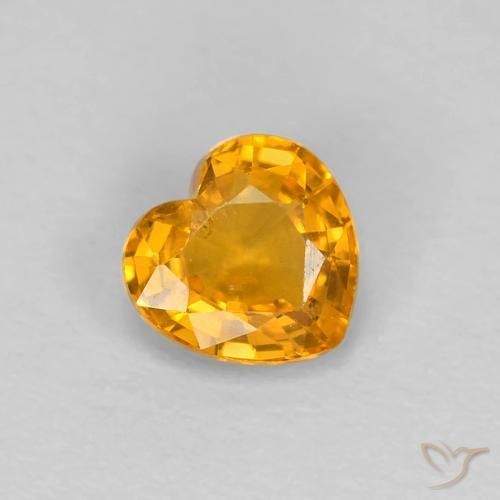0.45 ct Golden Sapphire Stone, Natural Sapphire in Heart Facet Shape for Sale