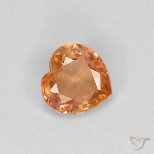 0.44 ct Orange Sapphire Stone, Natural Sapphire in Heart Facet Shape for Sale