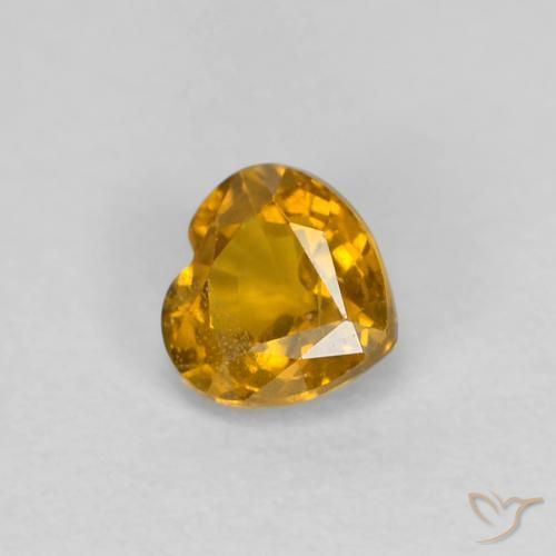 0.41 ct Golden Sapphire Stone, Natural Sapphire in Heart Facet Shape for Sale
