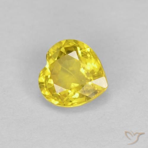 0.51 ct Yellow Sapphire, 4.6 x 4.6 mm Heart Cut From Tanzania, Photo A
