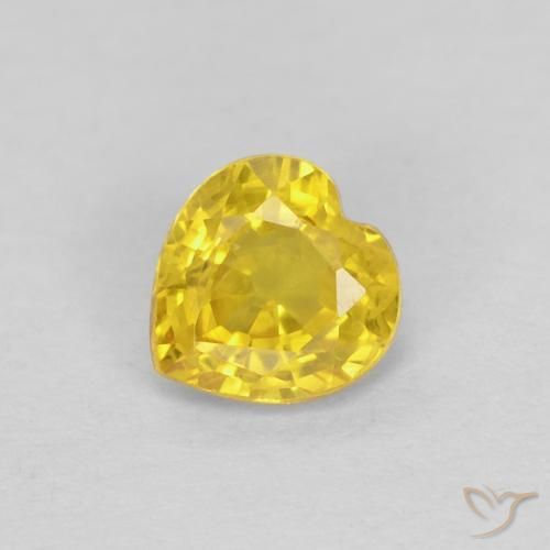 Zafiro amarillo suelto de 0,45 quilates, talla de corazón de 4,6 x 4,5 mm procedente de Tanzania, Photo A