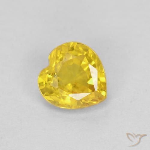 0.45 ct Yellow Sapphire Stone, Natural Sapphire in Heart Facet Shape for Sale