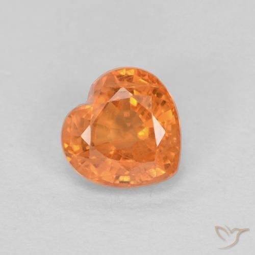0.51 ct Orange Sapphire Stone, Natural Sapphire in Heart Facet Shape for Sale