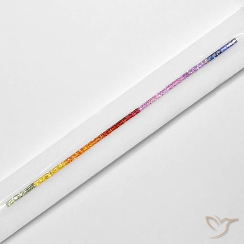 6.42 ctw Multicolor Sapphire Stones, Natural Sapphire in Princess-Cut Shape for Sale