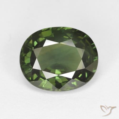 4,12 ct grüner Saphir, 10,8 x 8,9 mm Ovalschliff aus Madagaskar, Photo A