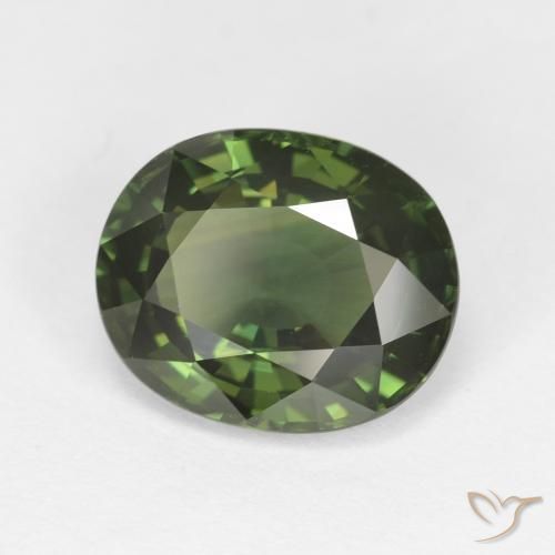 4.12 ct Green Sapphire Stone, Natural Sapphire in Oval Facet Shape for Sale