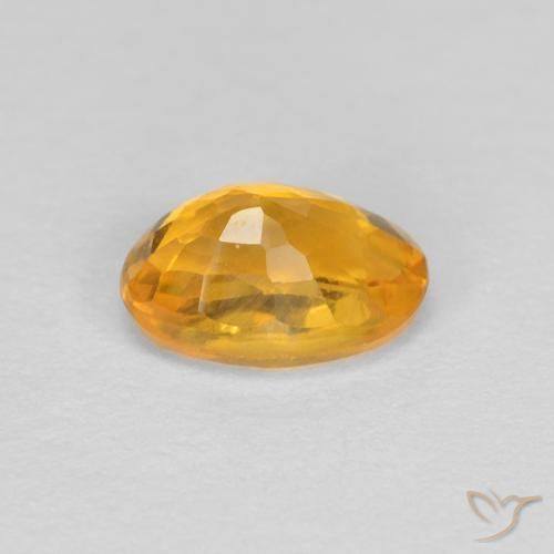 Sapphire Gemstone in 5.7 x 4 mm Size for Sale, Sapphire Stone in Orange-Gold Color