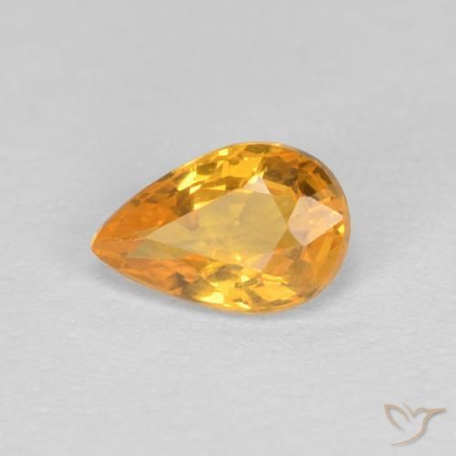 0.47ct Natural Orange-Gold Sapphire, Pear Shape, VVS