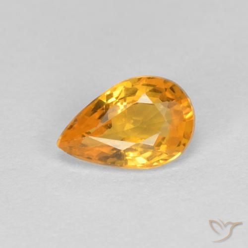 0.47 ct Golden Sapphire Stone, Natural Sapphire in Pear Facet Shape for Sale