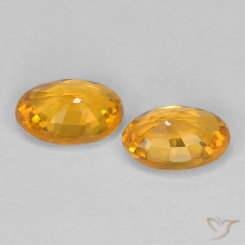 Sapphire Gemstones in 6 x 4.2 mm Size for Sale, Sapphire Stones in Dark Orange-Gold Color