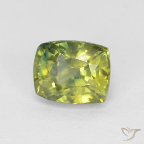 0.98ct Natural Medium Light Green Sapphire, Cushion, VVS-VS