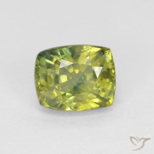 0.98 ct Green Sapphire Stone, Natural Sapphire in Cushion-Cut Shape for Sale