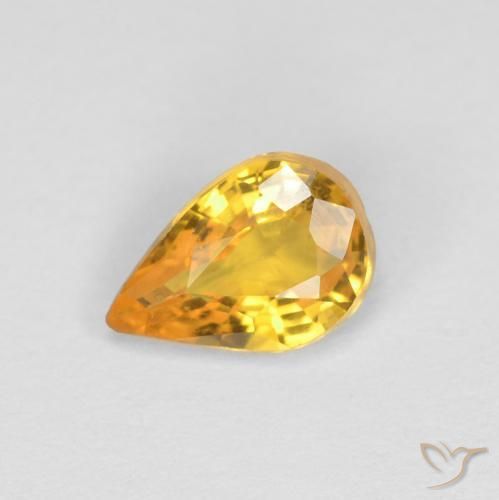 0.47 ct Golden Sapphire Stone, Natural Sapphire in Pear Facet Shape for Sale