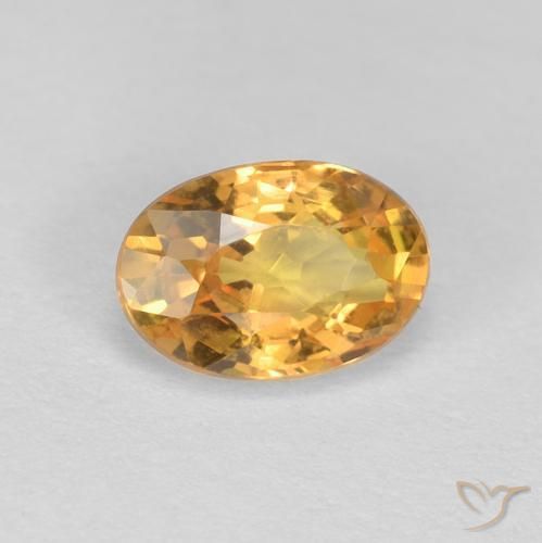 0.65 ct Golden Sapphire Stone, Natural Sapphire in Oval Facet Shape for Sale