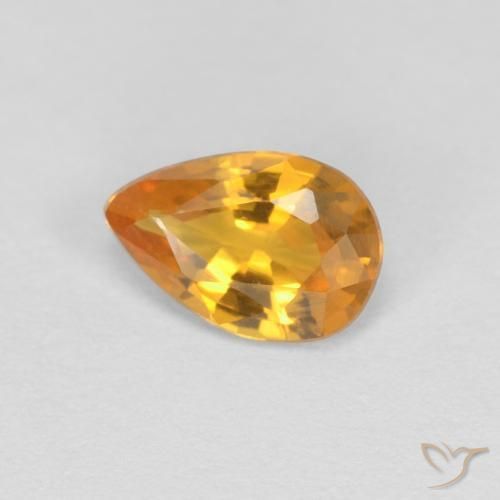 0.42 ct Golden Sapphire Stone, Natural Sapphire in Pear Facet Shape for Sale