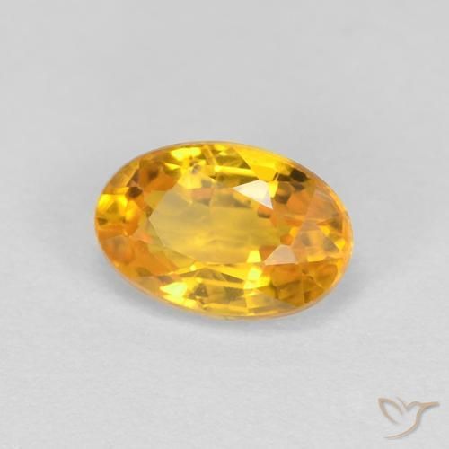 0.66 ct Golden Sapphire Stone, Natural Sapphire in Oval Facet Shape for Sale