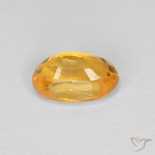 Sapphire Gemstone in 5.7 x 3.8 mm Size for Sale, Sapphire Stone in Deep Golden Orange Color