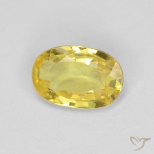 0.52 ct Yellow Sapphire Stone, Natural Sapphire in Oval Facet Shape for Sale