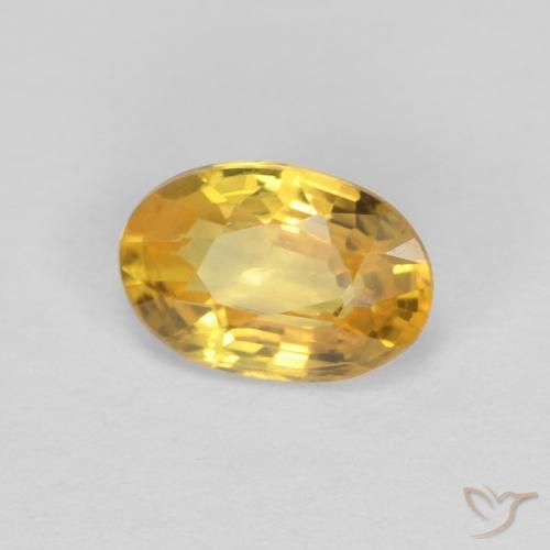 0.59 ct Golden Sapphire Stone, Natural Sapphire in Oval Facet Shape for Sale