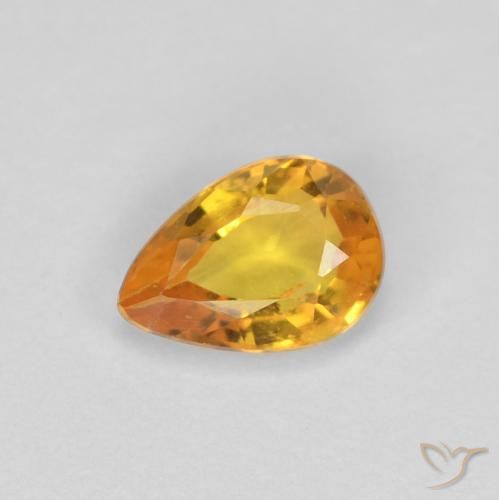 0.46ct Natural Deep Orange-Gold Sapphire, Pear Shape, VS-SI
