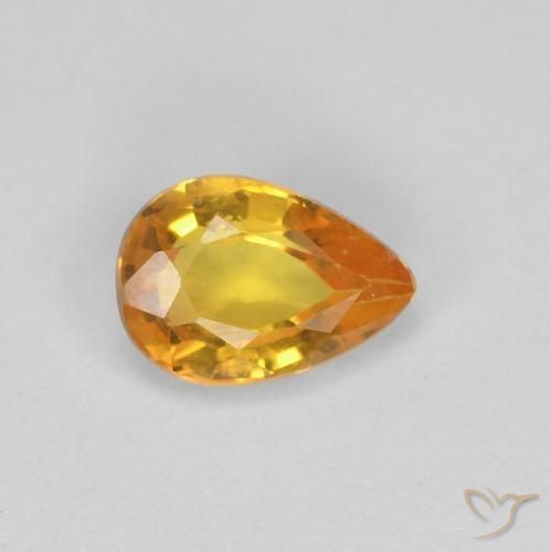 0.46 ct Golden Sapphire Stone, Natural Sapphire in Pear Facet Shape for Sale