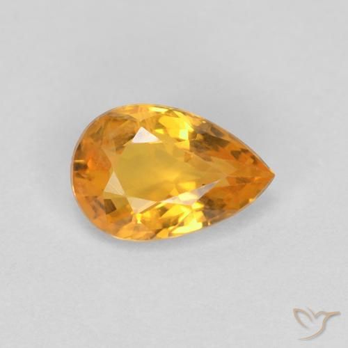 0.50ct Natural Medium Orange Sapphire, Pear Shape, VS-SI