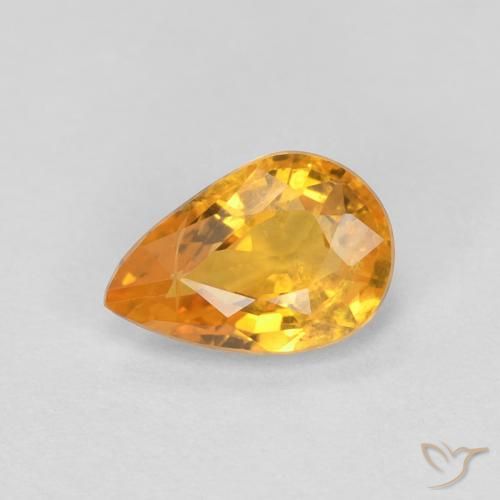 0.54ct Natural Deep Orange-Gold Sapphire, Pear Shape, VS-SI