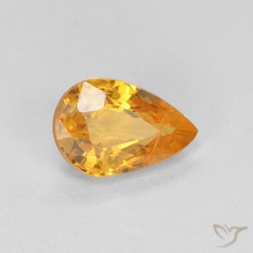 0.54 ct Golden Sapphire Stone, Natural Sapphire in Pear Facet Shape for Sale