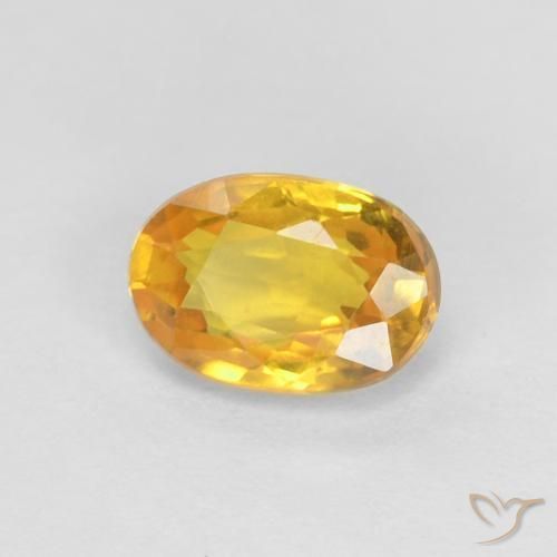 0.60 ct Golden Sapphire Stone, Natural Sapphire in Oval Facet Shape for Sale