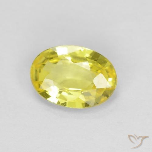 0.49 ct Yellow Sapphire Stone, Natural Sapphire in Oval Facet Shape for Sale