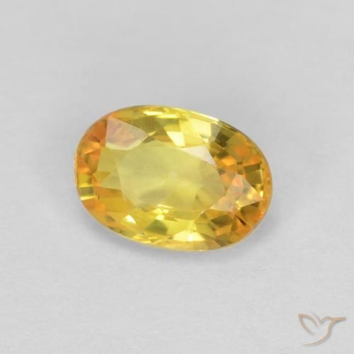 0.57 ct Golden Sapphire Stone, Natural Sapphire in Oval Facet Shape for Sale