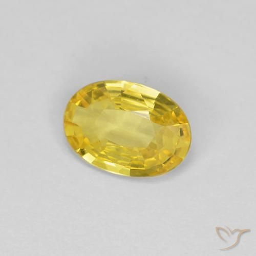 0.43 ct Yellow Sapphire Stone, Natural Sapphire in Oval Facet Shape for Sale