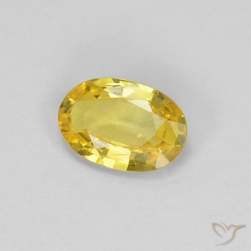 0.48 ct Yellow Sapphire Stone, Natural Sapphire in Oval Facet Shape for Sale