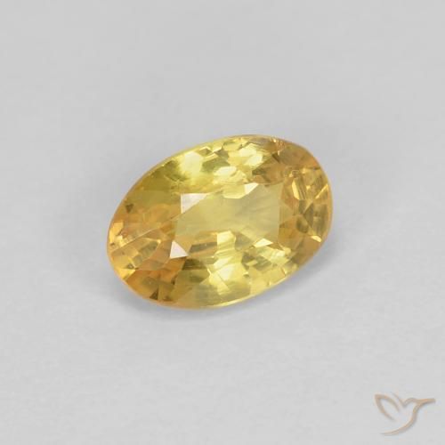 0.65 ct Golden Sapphire Stone, Natural Sapphire in Oval Facet Shape for Sale
