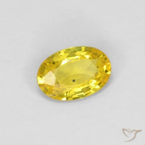0.43 ct Yellow Sapphire Stone, Natural Sapphire in Oval Facet Shape for Sale