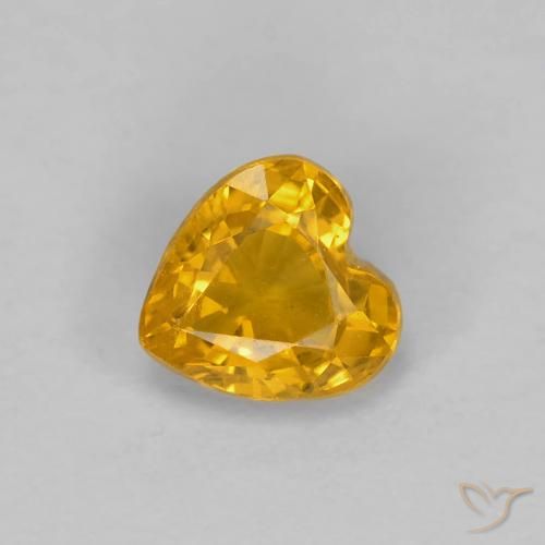 0.51 ct Yellow Sapphire, 4.6 x 4.5 mm Heart Cut From Tanzania, Photo A