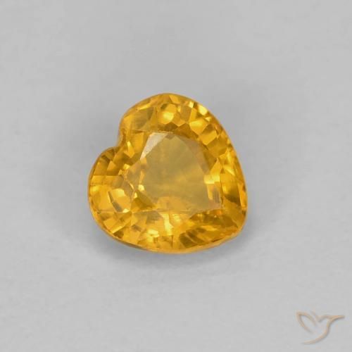 0.47 ct Golden Sapphire Stone, Natural Sapphire in Heart Facet Shape for Sale