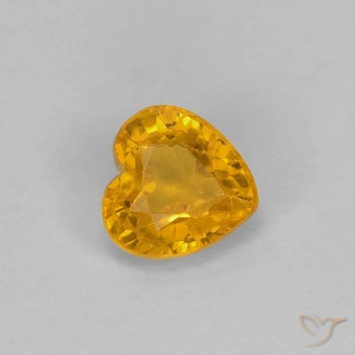 0.43 ct Golden Sapphire Stone, Natural Sapphire in Heart Facet Shape for Sale