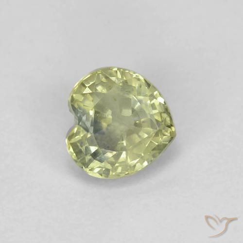 0.57ct Natural Pale Lime Green Sapphire, Heart, VS