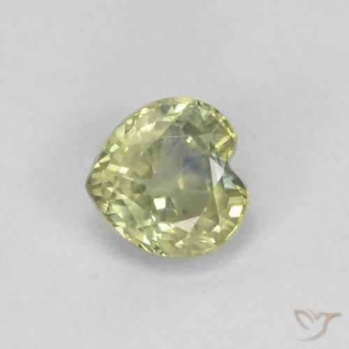 0.57 ct Green Sapphire Stone, Natural Sapphire in Heart Facet Shape for Sale
