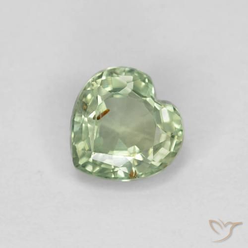 0.48ct Natural Light Green Sapphire, Heart, VS