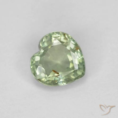 0.48 ct Green Sapphire Stone, Natural Sapphire in Heart Facet Shape for Sale