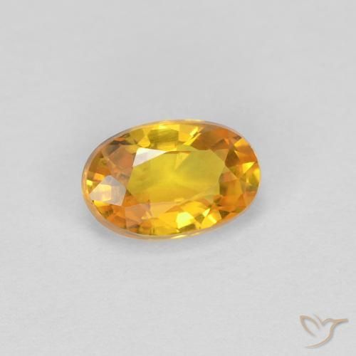 0.57 ct Golden Sapphire Stone, Natural Sapphire in Oval Facet Shape for Sale