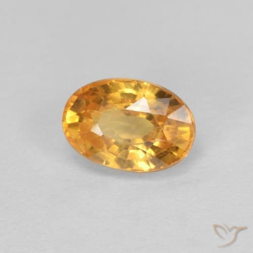 0.75 ct Golden Sapphire Stone, Natural Sapphire in Oval Facet Shape for Sale