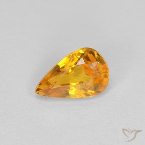 0.47ct Natural Deep Orange-Gold Sapphire, Pear Shape, VVS